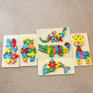 Colorful Wooden Animal Puzzle Set for Kids